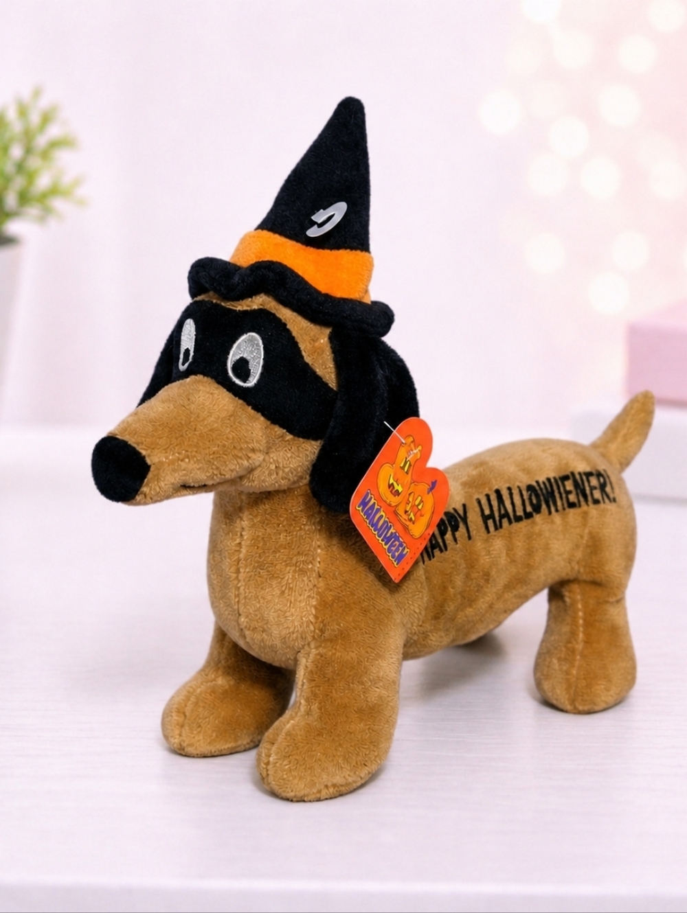 Halloween Dachshund Plush “Happy Hallowiener” Wiener Dog Stuffed Toy 🎃🐶